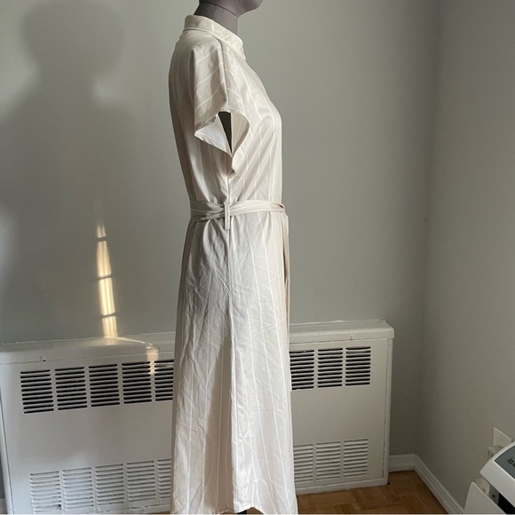 SHEIN Cream and white striped Midi Shirt Dress size small - Picture 4 of 7